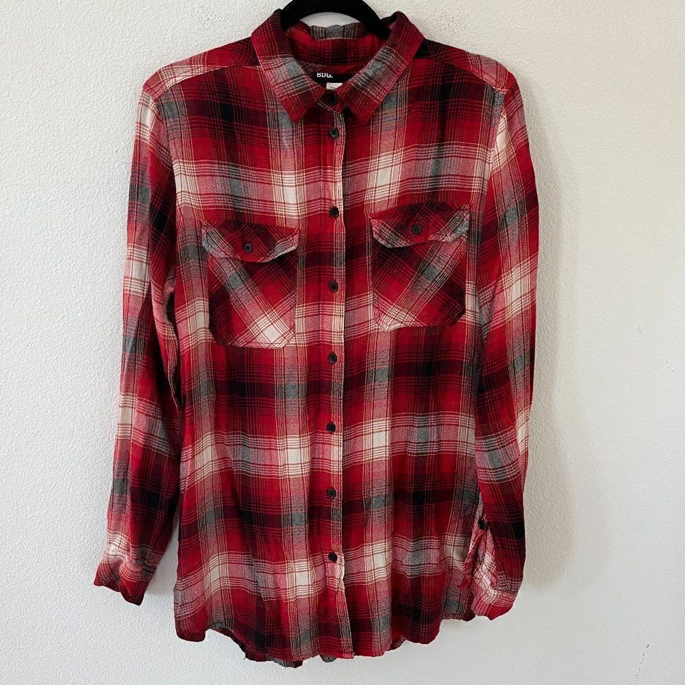 Urban Outfitters BDG Red Plaid Flannel Shirt Size Medium